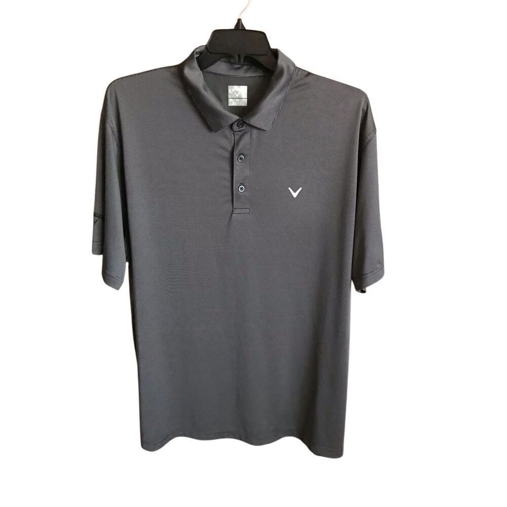 Callaway golf polo men’s Size XXL black gray striped short sleeve athletic